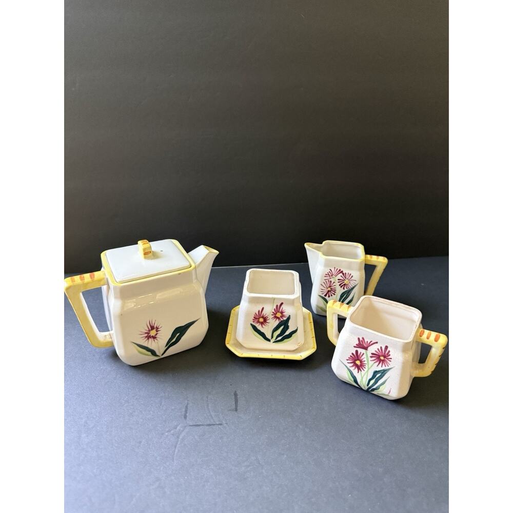 Vintage Ceramic Coffee Tea Set Sugar Creamer Flowers Retro Cottagecore Retro